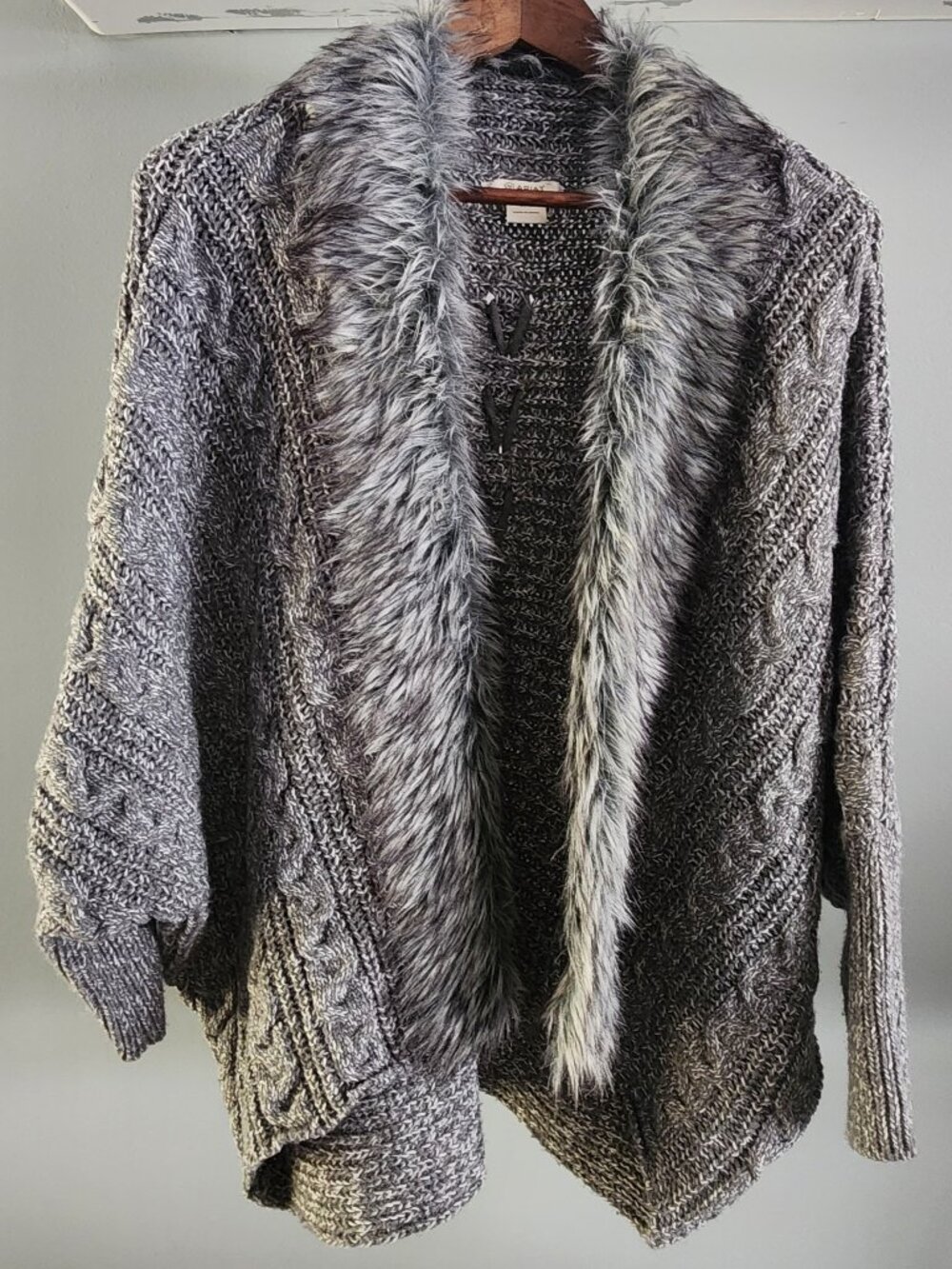Ariat Maxwell Faux Fur Trim Lace-Up Cardigan Sweater